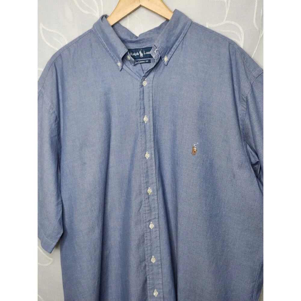 Ralph Lauren Classic Fit Blue Short Sleeve Button Up 2XLT Preppy
